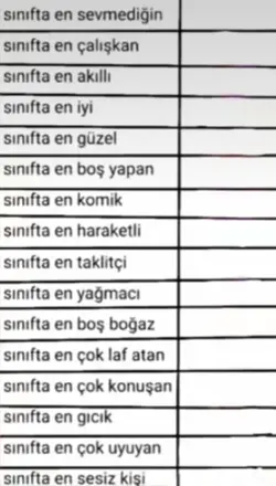 Bizim sınıfın enleri