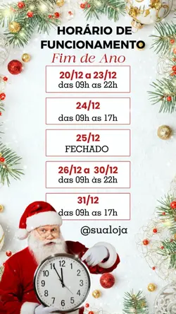 Horário fim de ano